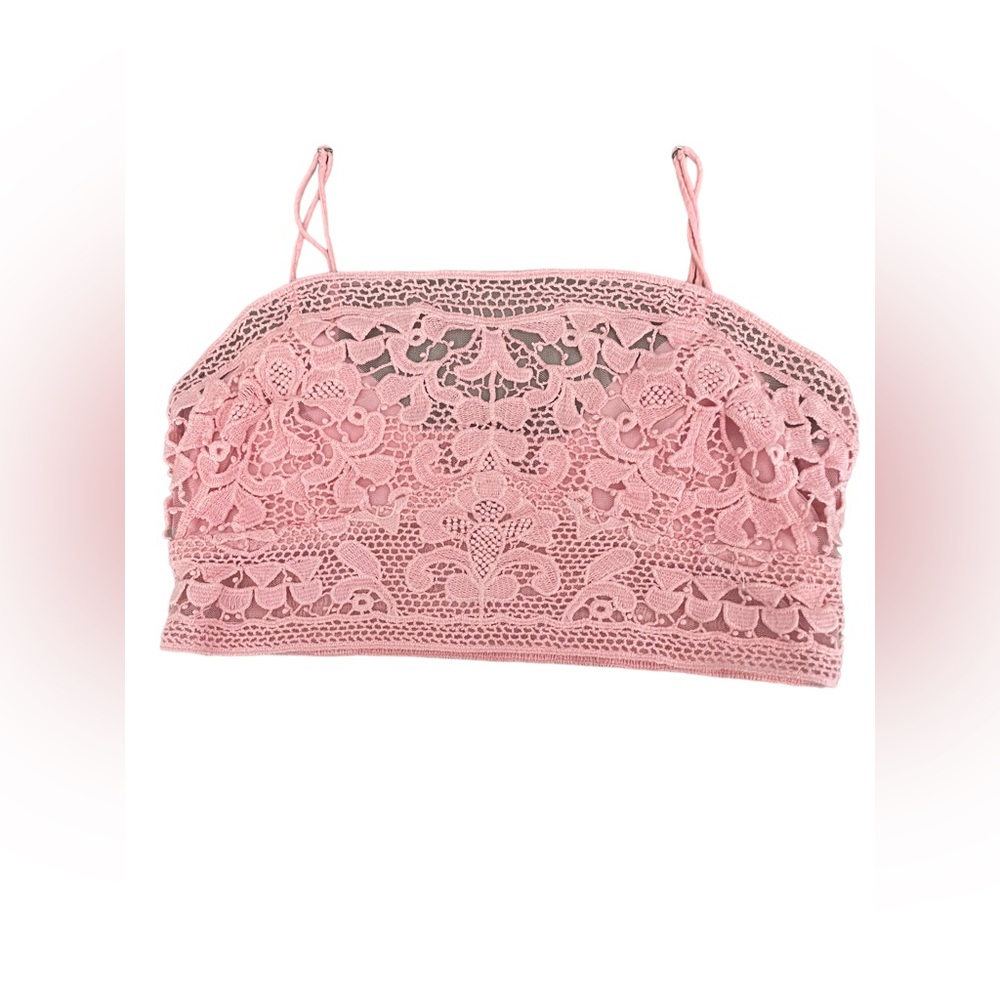 Peach lace size medium preloved  People lined crop top
